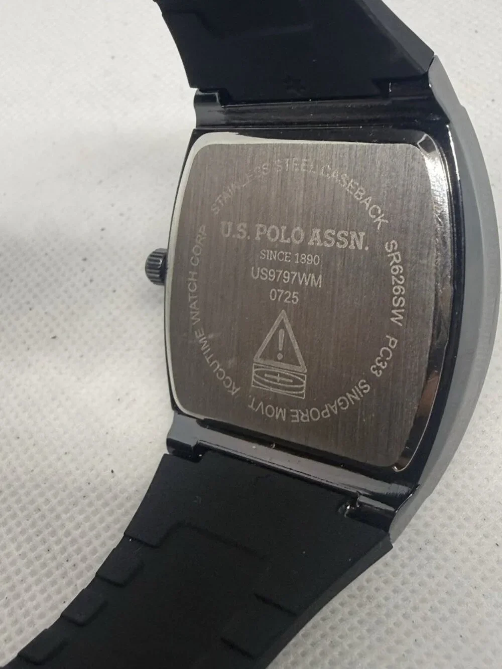 U.S. Polo Assn. US9797WM Mens Tonneau Carbon Fiber Dial Gunmetal Watch